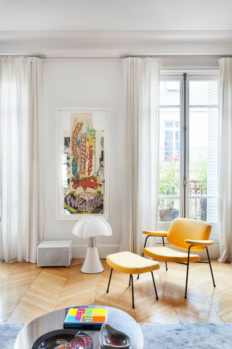 intérieur design amenagement salons modernes chaise jaune