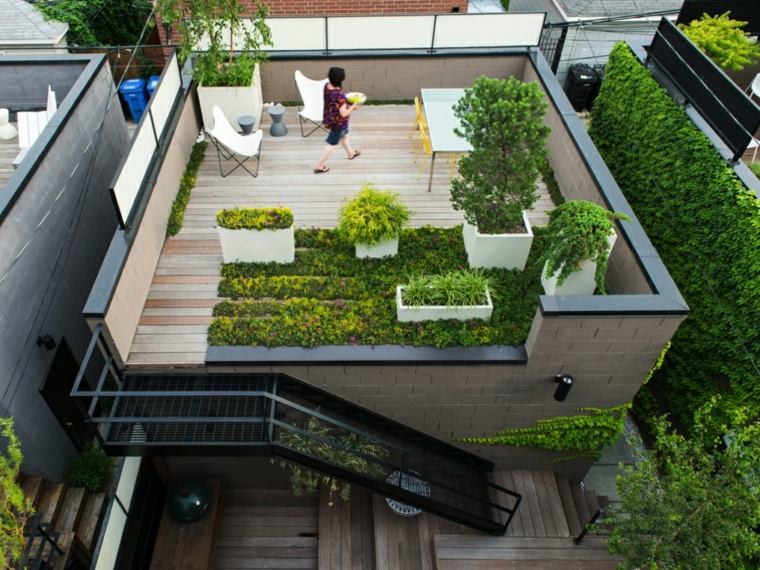 jardin meubles scandinave terrasses sur toit aménagement