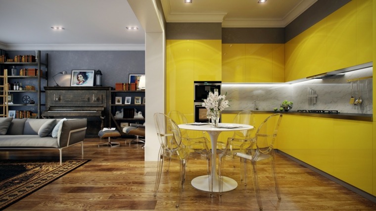 relooker sa cuisine peinture idée couleur cuisine jaune design 