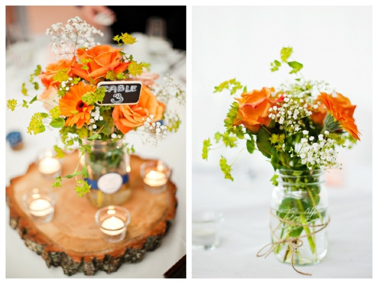 mariage champêtre deco florale table