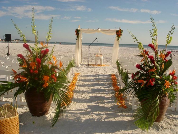 mariage sur la plage fleurs