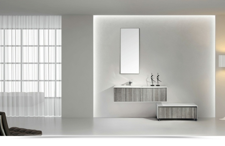 design de salle de bain mobilier gris