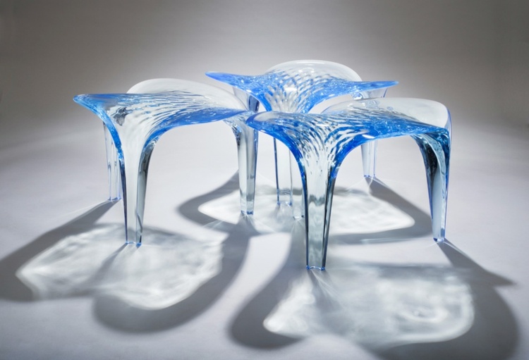 meubles en verre liquide design