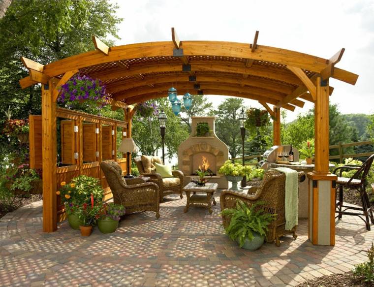 pergola bois salon design jardins contemporains