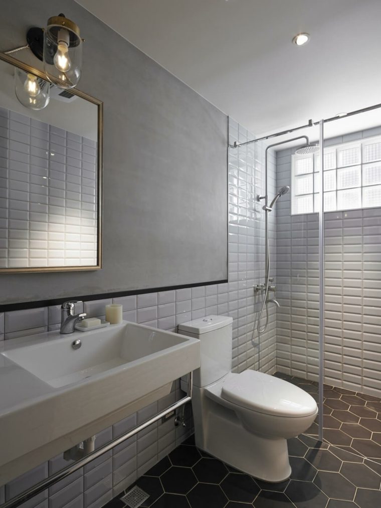 aménagement salle de bain miroir design 