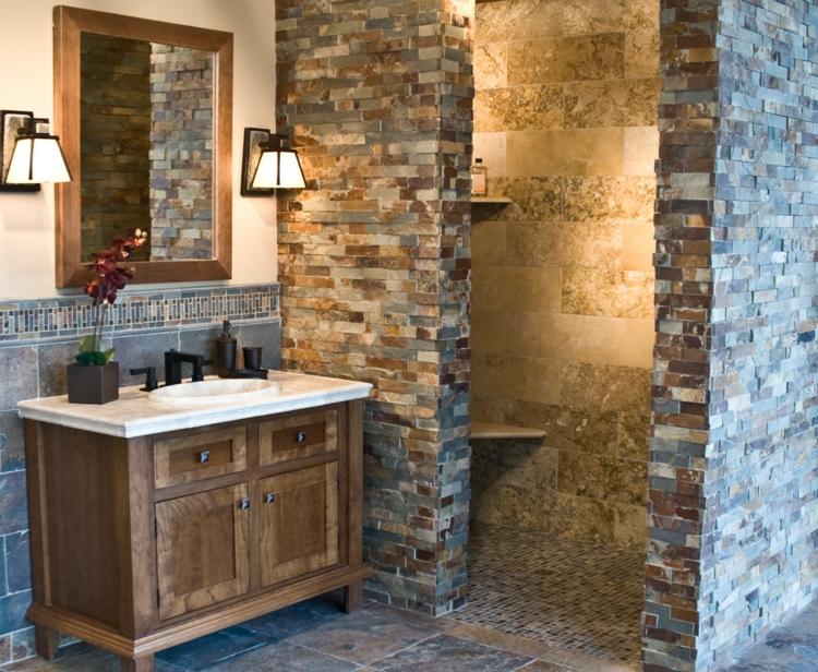 salle de bain decoration bois pierre