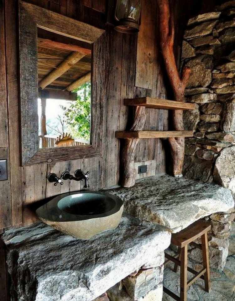 salle de bain decoration pierre bois