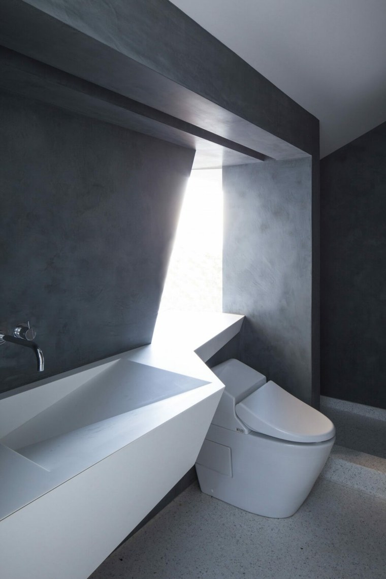 aménagement salle de bain moderne géométrie forme contemporain 