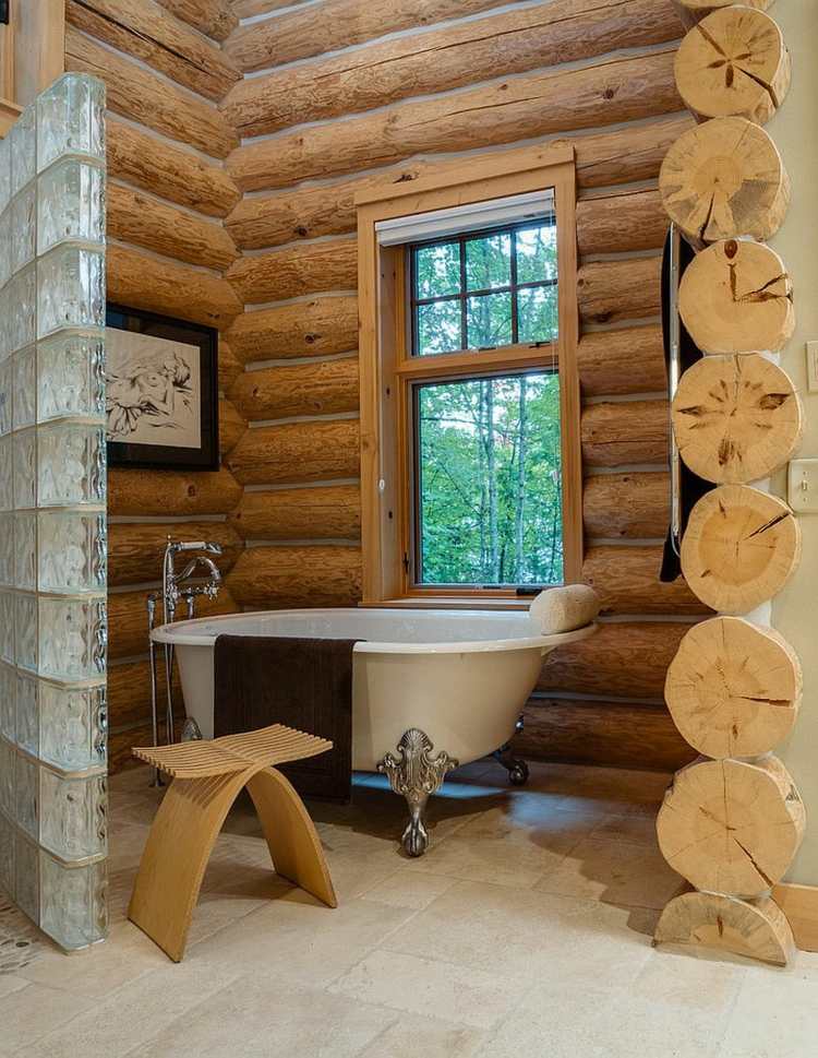 salle de bain rustique bois deco