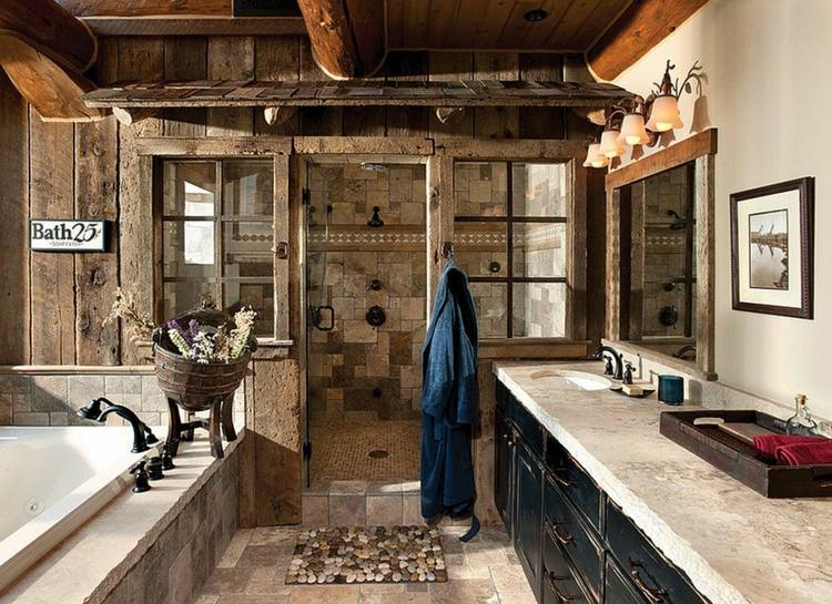 salle de bain rustique bois