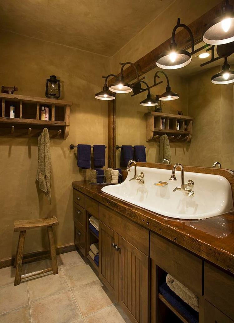 salle de bain rustique meuble lavabo