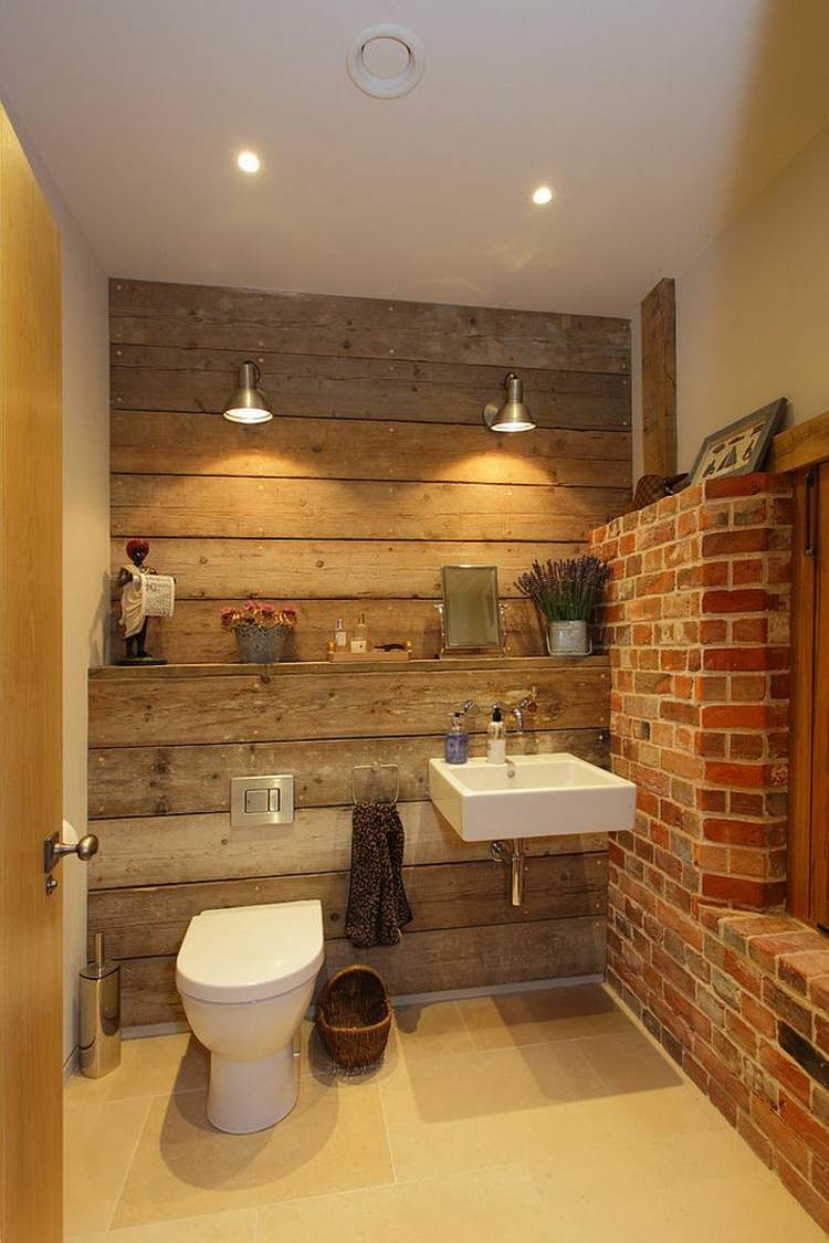 salle de bain rustique pierre bois deco