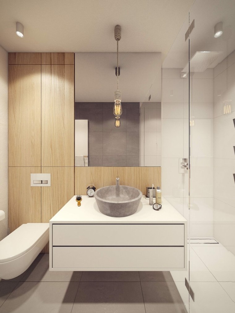 salle de bain vintage moderne luminaire design idée meuble 