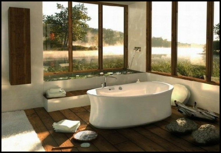 salles de bains zen revêtement de sol en bois