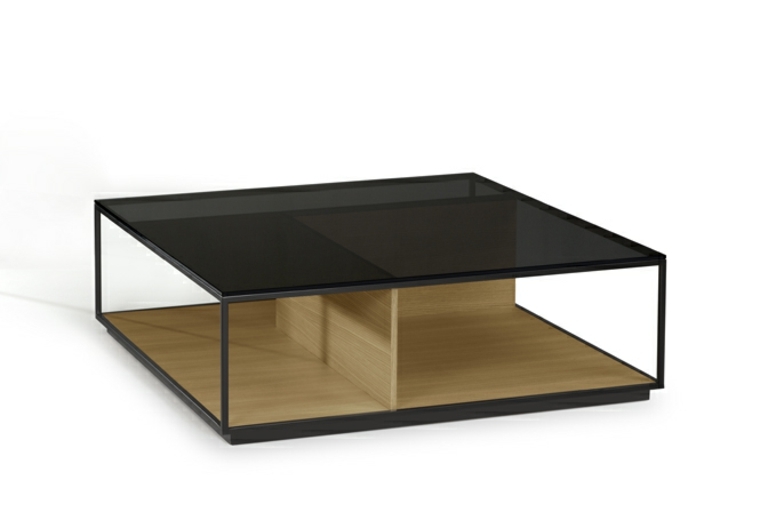 déco moderne salon design table basse noir bois