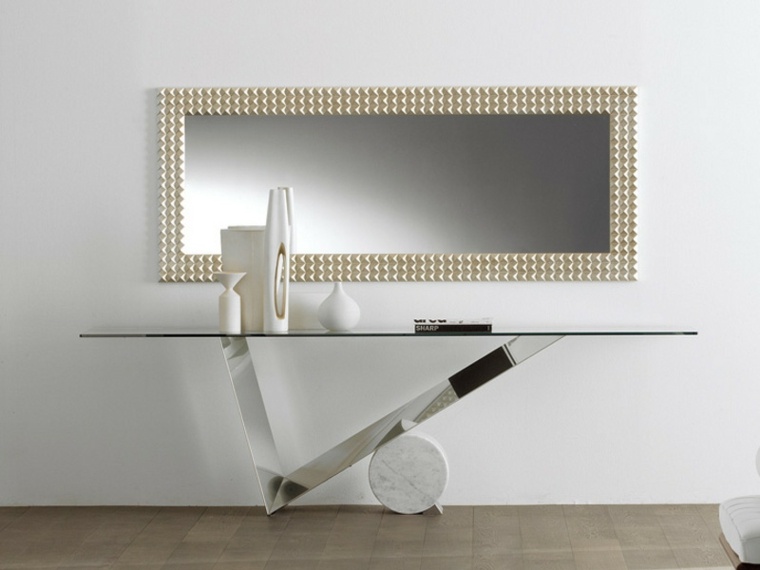 tables consoles  design miroir marbre verre