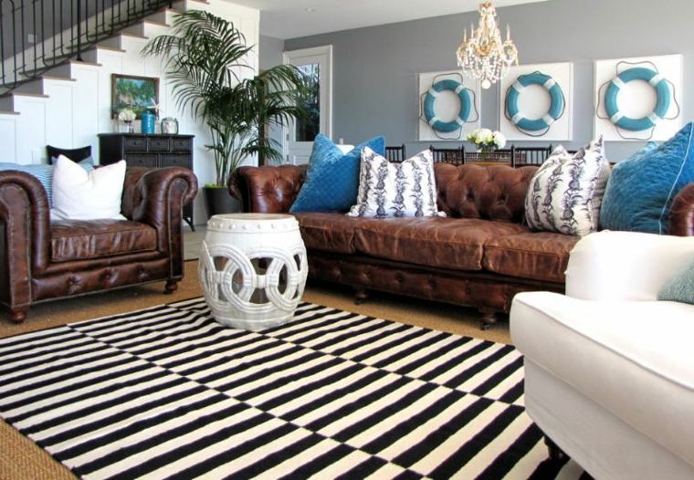 tapis de sol scandinave meubles en cuir pour salon