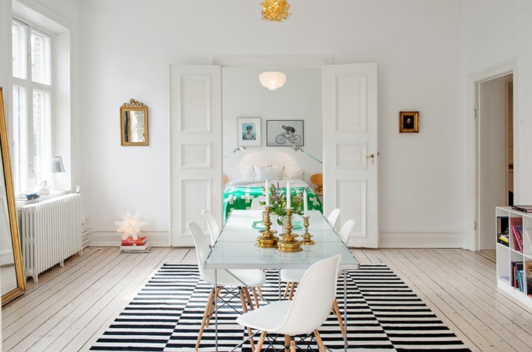 tapis de sol salle manger blanc