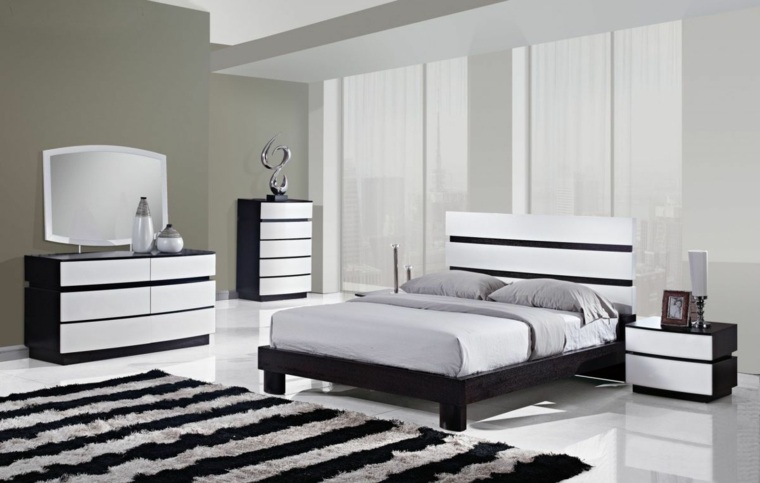 tapis chambres décoration moderne noir blanc