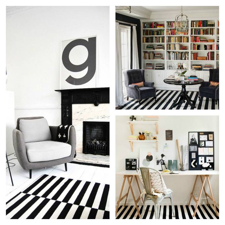 tapis moderne rayures noir blanc bureaux