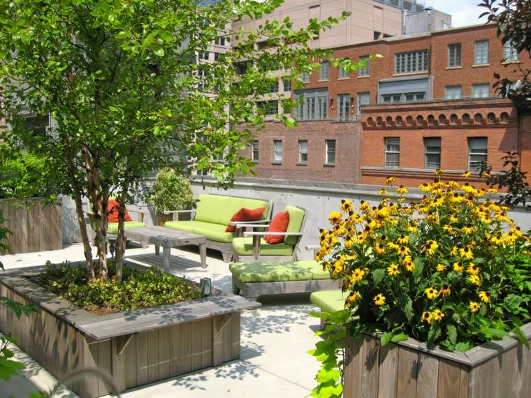 terrasses en ville jardins avec arbres