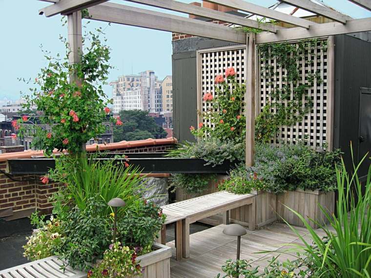 idée jardin petits espaces terrasses sur le toits