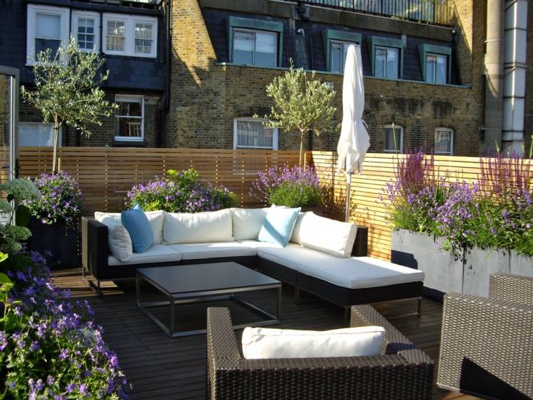 terrasses mobilier petit salon jardin sofa moderne