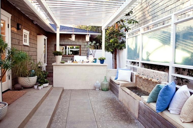 terrasse idée salon de jardin banquette
