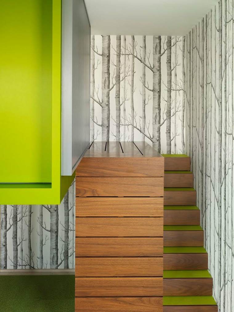 escalier deco mur papier peint tendance