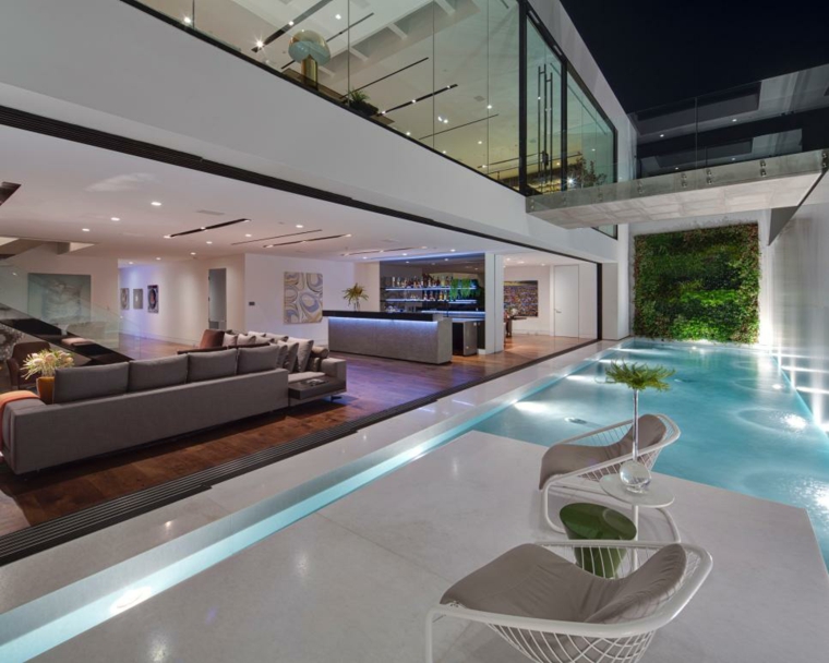 idées terrasses modernes decoration piscines lumière