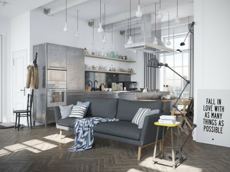 design moderne intérieur salon canapé gris minimaliste