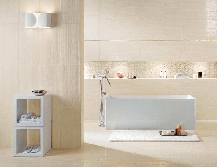 baignoires design moderne salle de bain travertin