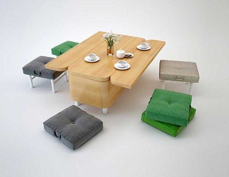 table en bois tabouret design idée 
