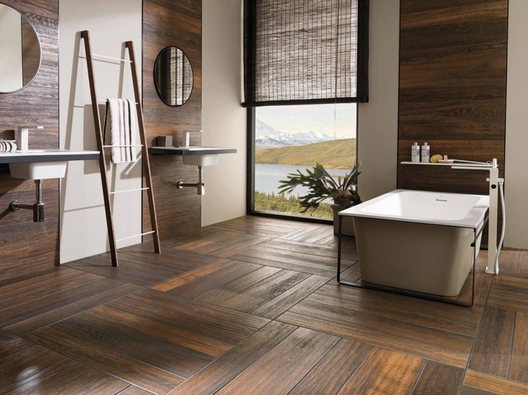 carrelage salle de bain imitation bois design original