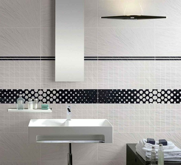 salle de bain idée carrelage gris noir blanc design meuble