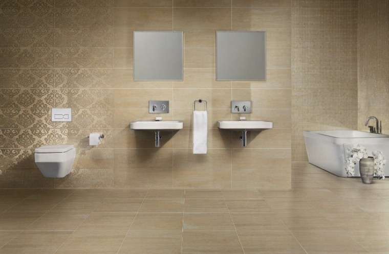 carrelage en travertin beige salle de bain design