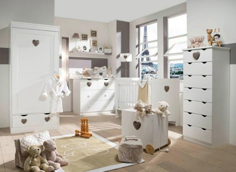 chambre bébé blanche idée aménagement mobilier bois blanc