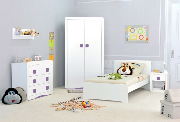 chambre blanche enfant idée décoration moderne armoire 