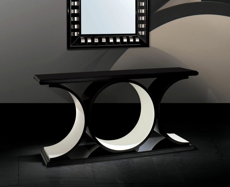 console moderne miroir noir blanc