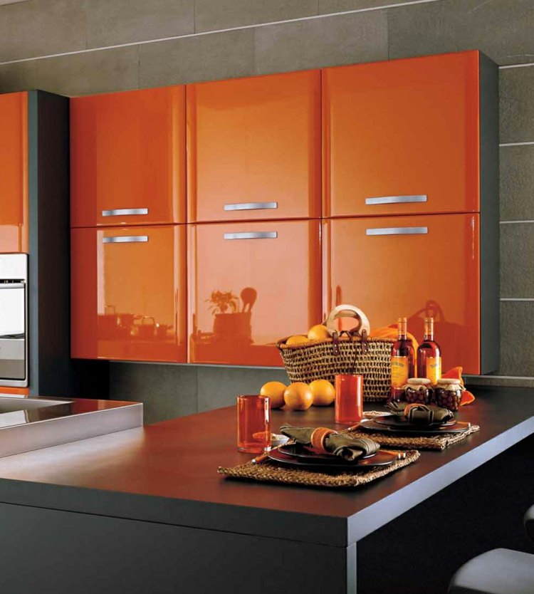 cuisine orange gris moderne