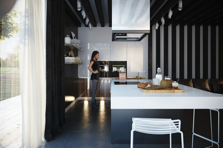 cuisine design moderne noir blanc
