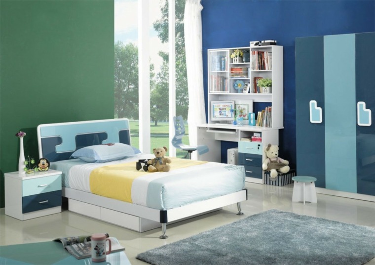 deco-interieur-bleu-chambre-tapis-de-sol-bleu-design