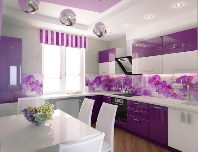 déco mur cuisine violet