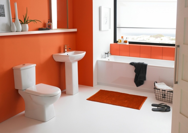 deco mur salle de bain couleur orange