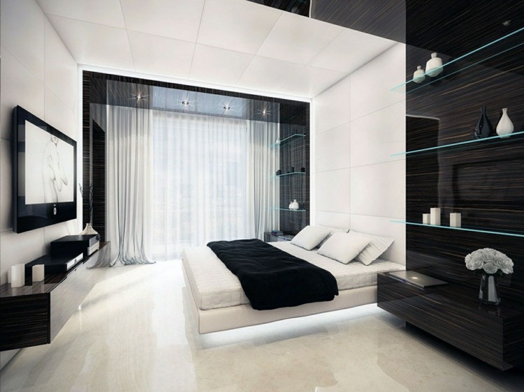 déco noir et blanc chambre design elegant