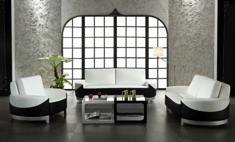 déco salon idée noir et blanc canapé design table basse 