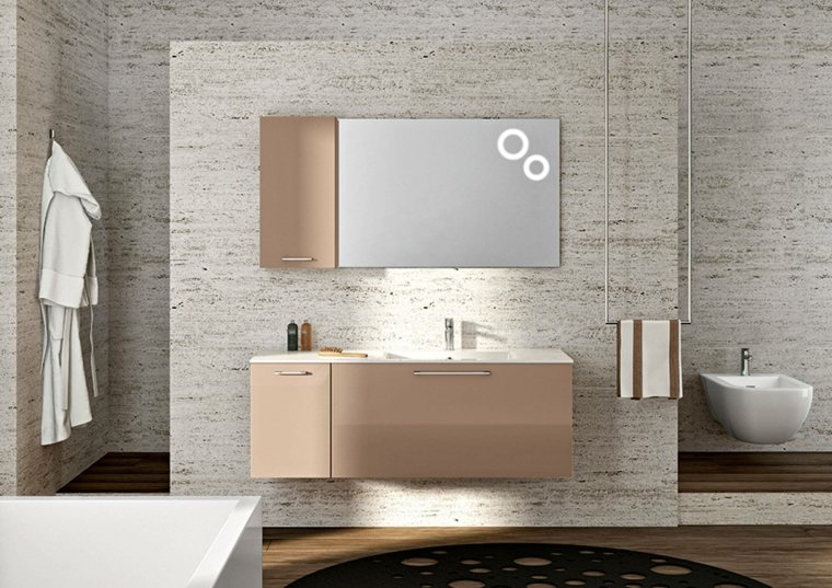 déco wc tapis de sol marron design salle de bain meuble moderne 