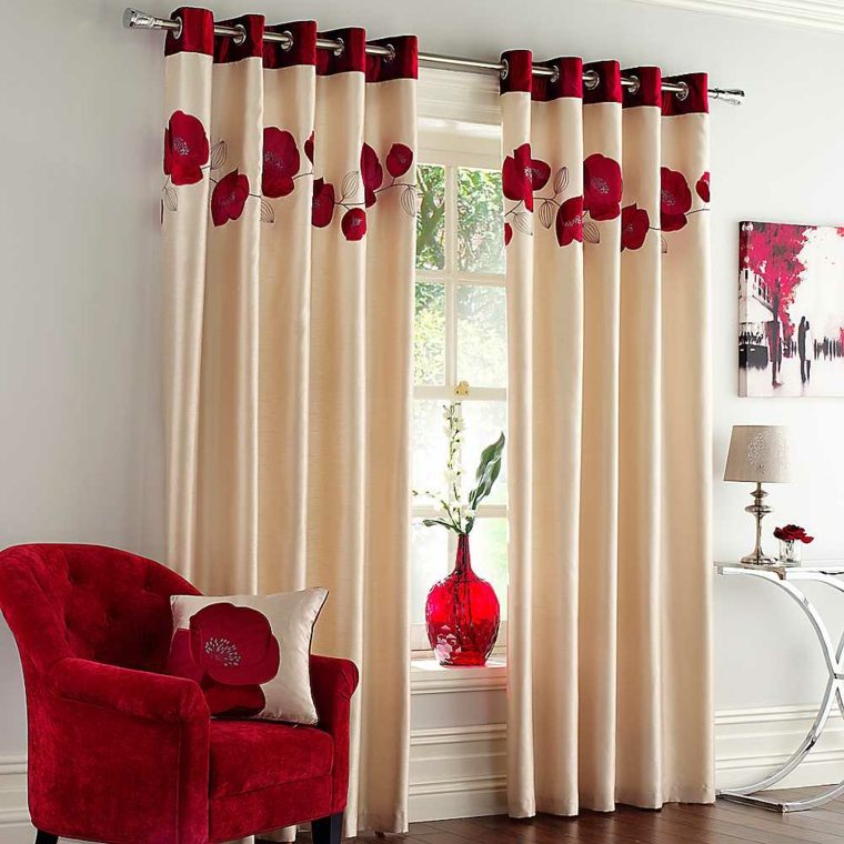 décoration salons rouges rideaux contemporains