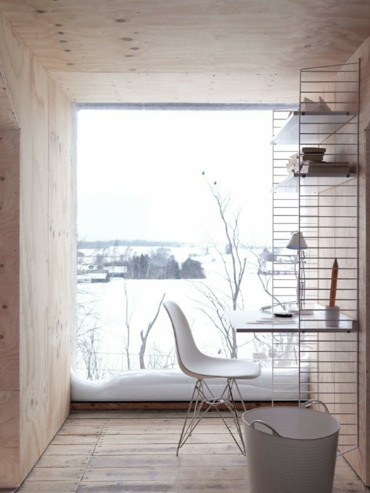 espace de travail minimaliste idée aménagement design chaise blanche