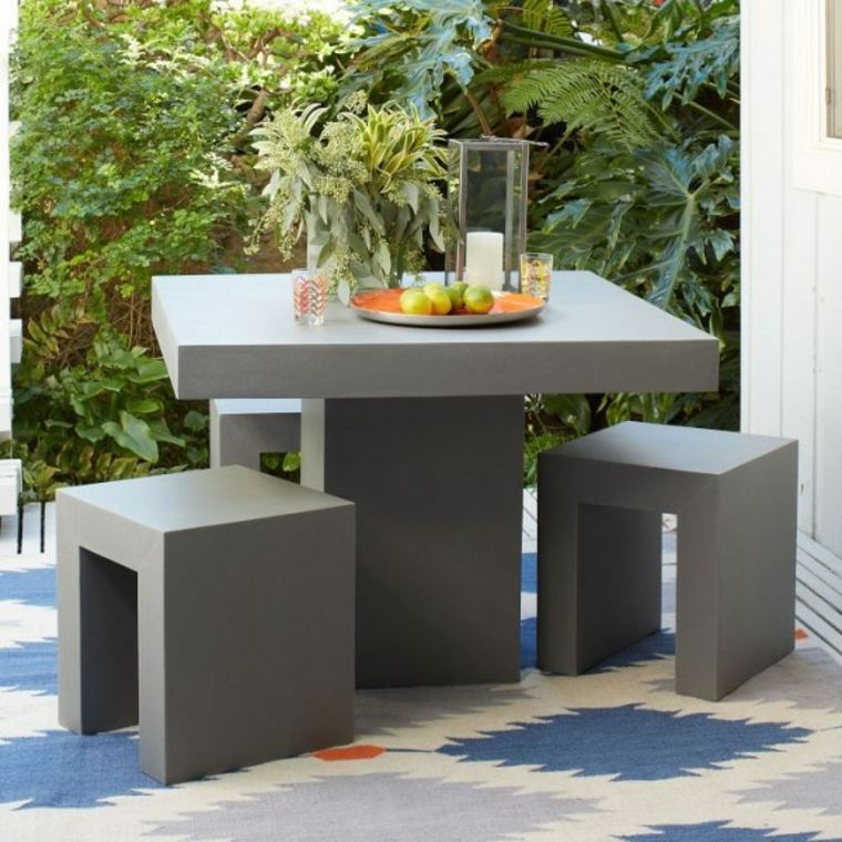 idée aménagement terrasse idée mobilier design moderne table grise jardin 